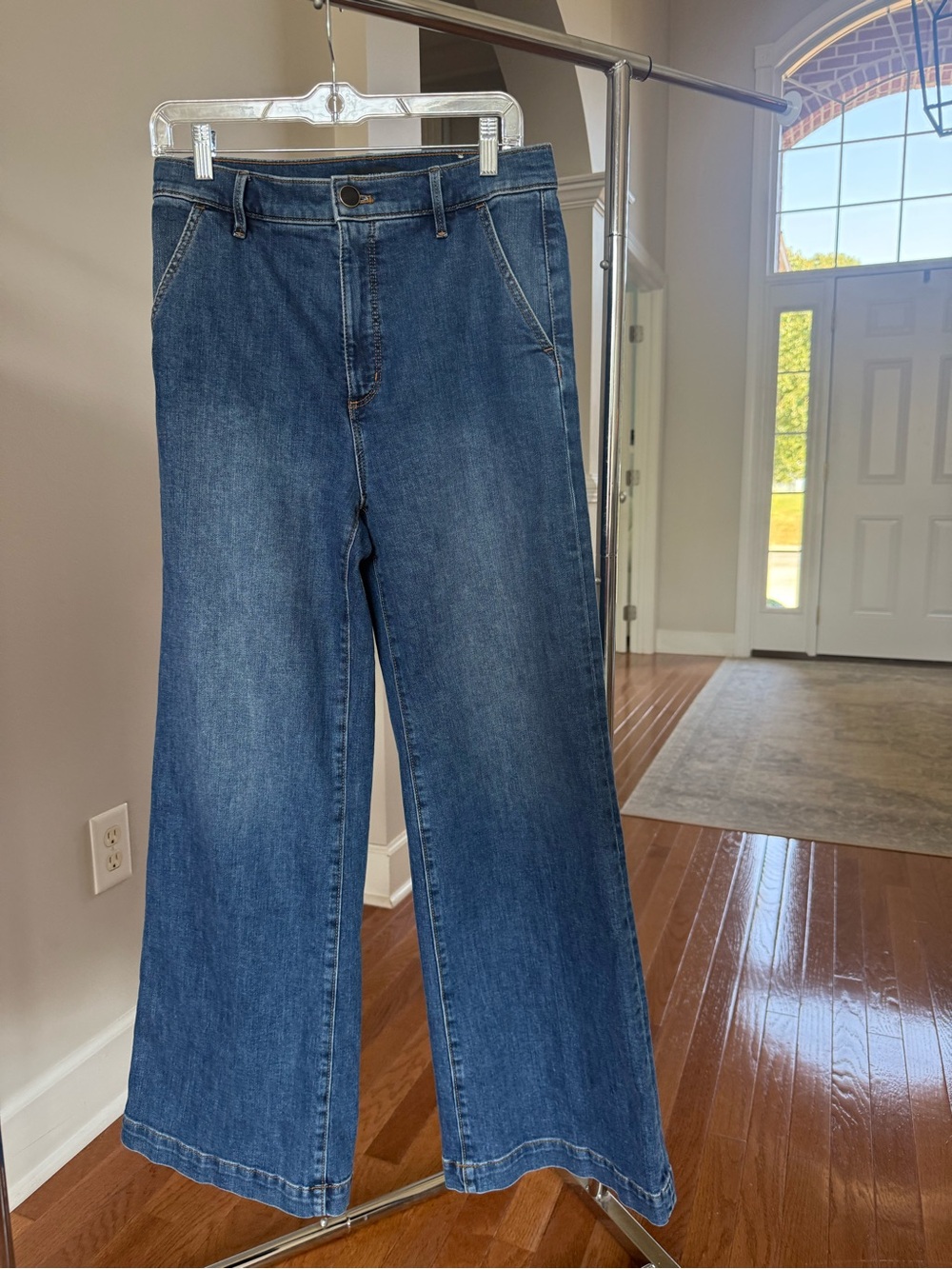 Ann Taylor Wide-Leg Jeans in Deep Blue Wash